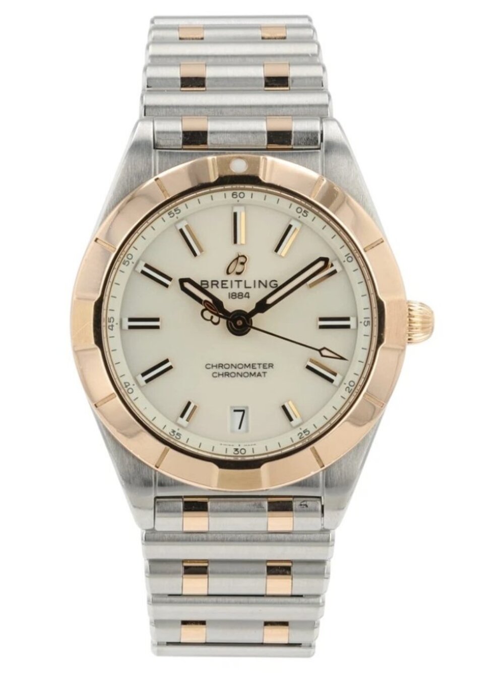Breitling Chronomat White Dial 18k Rose Gold & Steel 32mm Quartz Womens U77310